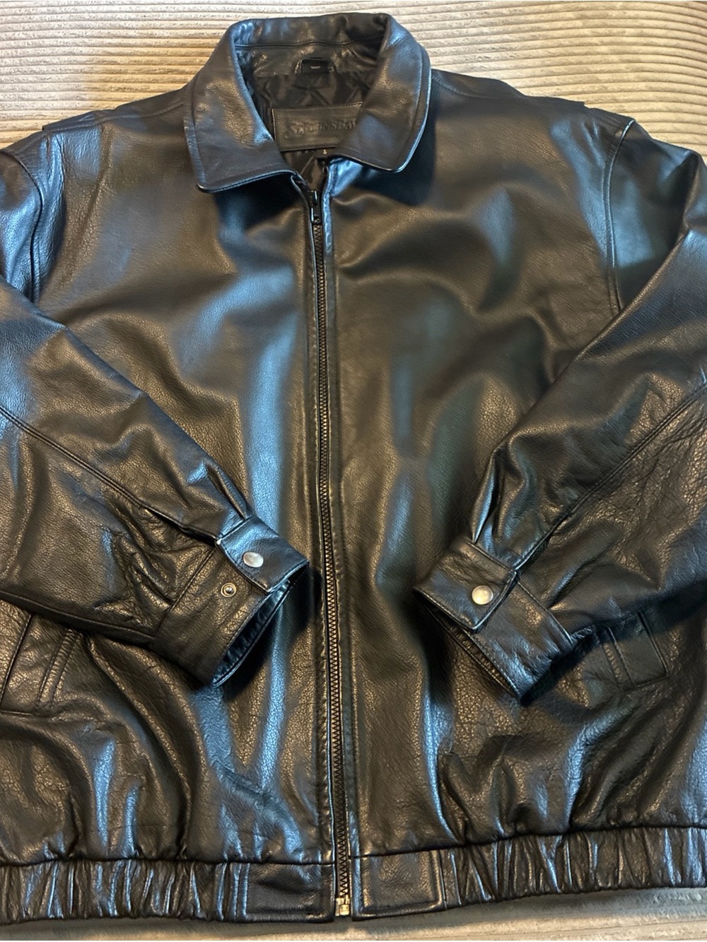 St. John's Bay Black Leather Jacket, Large NWOT Vintage